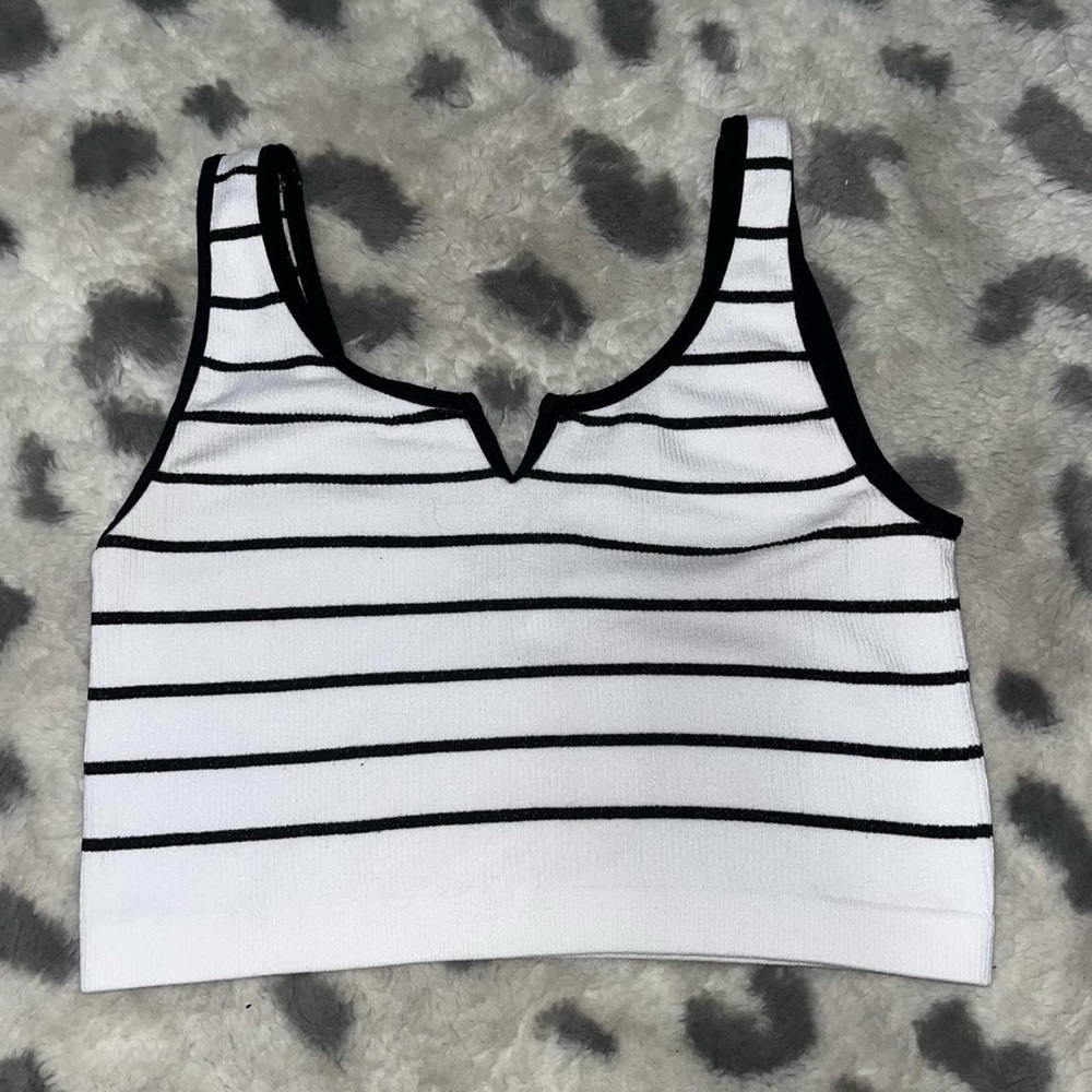 Black and White Striped Crop Top